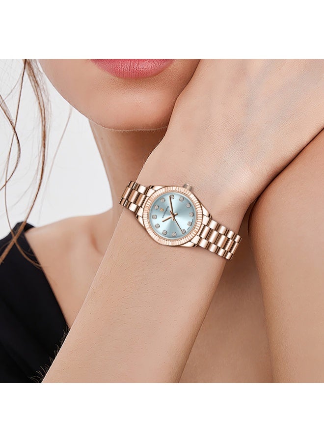 سافيرو ساعة نسائية، ساعة نسائية فاخرة، ساعة نسائية بسوار، ساعة صغيرة مقاومة للماء من الفولاذ المقاوم للصدأ حتى 3ATM - Image 4